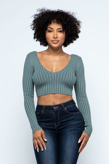 Long Sleeve V-neck Drop Top - Deals Kiosk