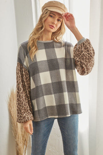 Plaid Patterned Long Sleeve Top - Deals Kiosk