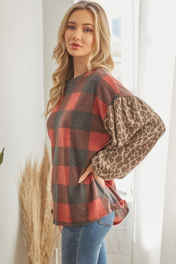 Plaid Patterned Long Sleeve Top - Deals Kiosk