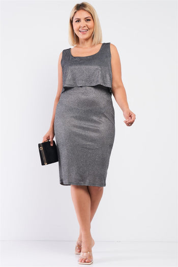 Night Sky Shimmer Sleeveless Layered Dress - Deals Kiosk