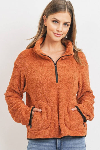 Long Sleeve Half Zipper Pullover Loopie Terry - Deals Kiosk