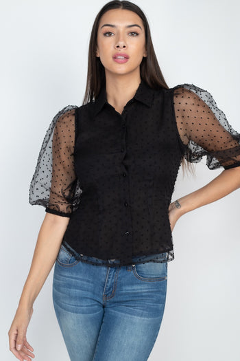Contrast Dot Print Top - Deals Kiosk