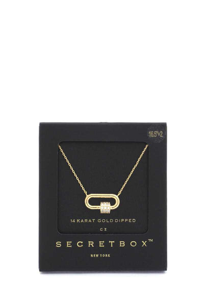 Secret Box Rhinestone Cube Oval Ring Pendant Necklace - Deals Kiosk