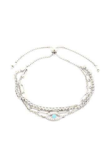 Eye Center Rhinestone Oval Link Adjustable Bracelet - Deals Kiosk
