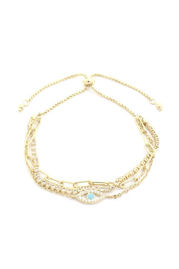 Eye Center Rhinestone Oval Link Adjustable Bracelet - Deals Kiosk