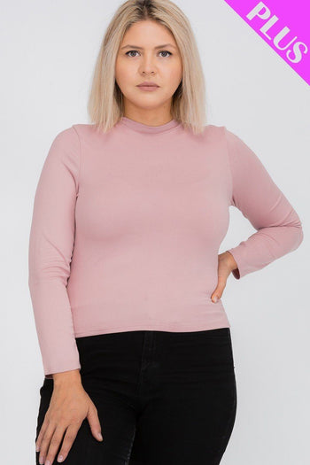 Plus Size Mock Neck Solid Top - Deals Kiosk