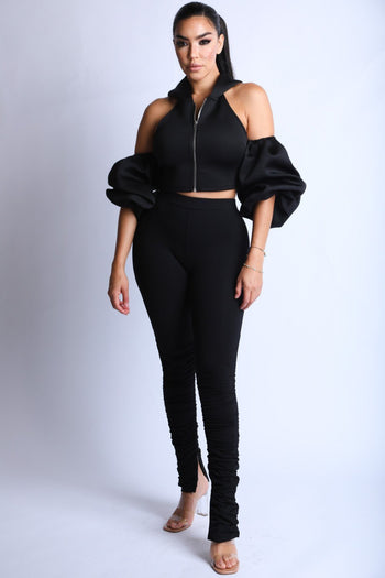 Puff Sleeve Hoodie Set - Deals Kiosk