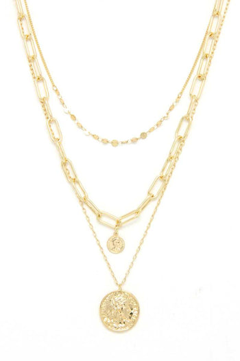 Coin Pendant Oval Link Layered Necklace - Deals Kiosk