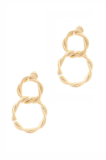Secret Box Double Twist Metal Dangle Stud Earring - Deals Kiosk