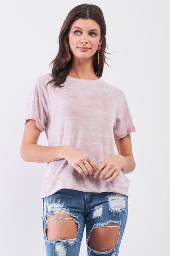 Short Folded Sleeve Round Neck Relaxed Fit T-shirt Top - Deals Kiosk