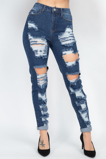 Distressed Straight Leg Jeans - Deals Kiosk