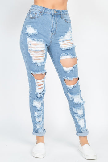 Distressed Straight Leg Jeans - Deals Kiosk
