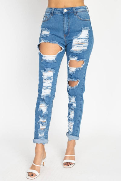 Distressed Straight Leg Jeans - Deals Kiosk