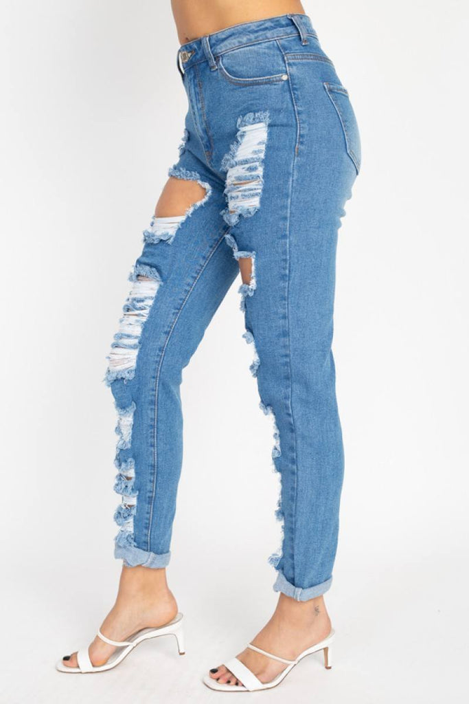 Distressed Straight Leg Jeans - Deals Kiosk