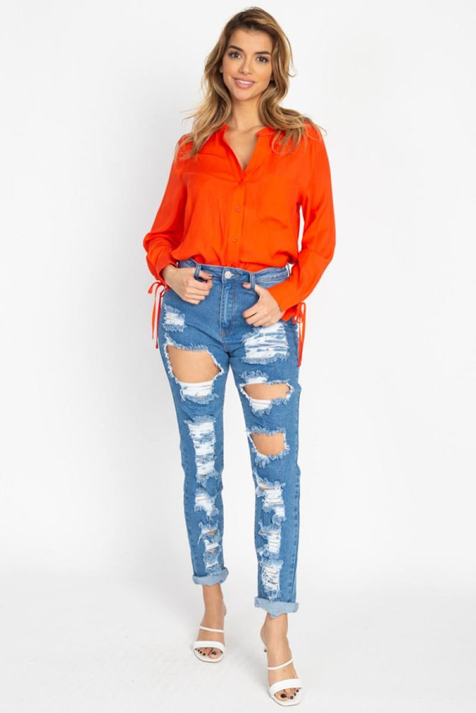 Distressed Straight Leg Jeans - Deals Kiosk