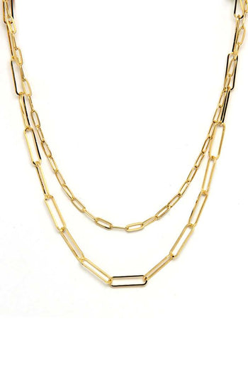 Metal Paper Clip Chain 2 Layered Necklace - Deals Kiosk