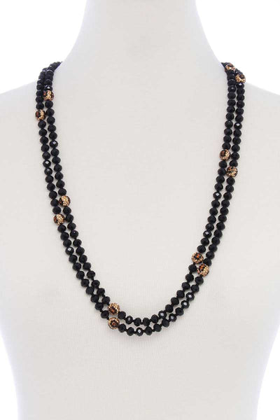 Glass Bead 2 Layered Long Necklace - Deals Kiosk