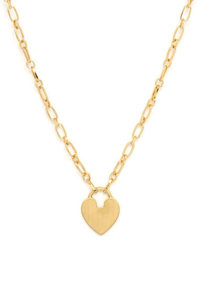 Metal Chain Heart Lock Pendant Necklace - Deals Kiosk