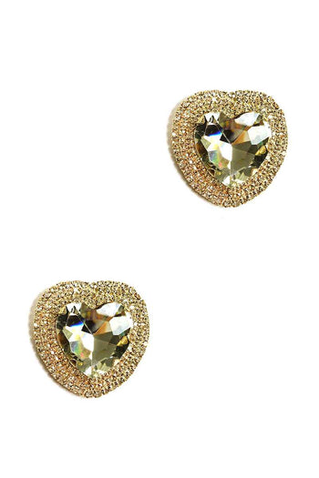 Rhinestone Heart Stud Earring - Deals Kiosk