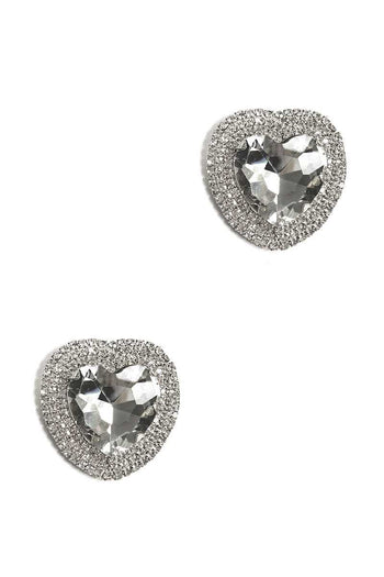 Rhinestone Heart Stud Earring - Deals Kiosk