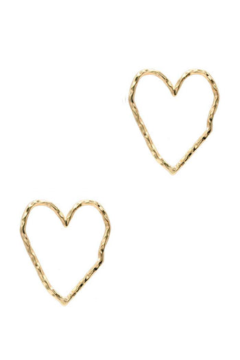 Rough Metal Heart Stud Earring - Deals Kiosk
