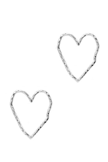 Rough Metal Heart Stud Earring - Deals Kiosk