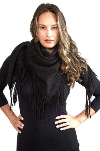 Solid Color Blanket Scarf With Fringes - Deals Kiosk
