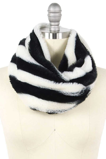 Stripe Fur Tube Infinity Scarf - Deals Kiosk
