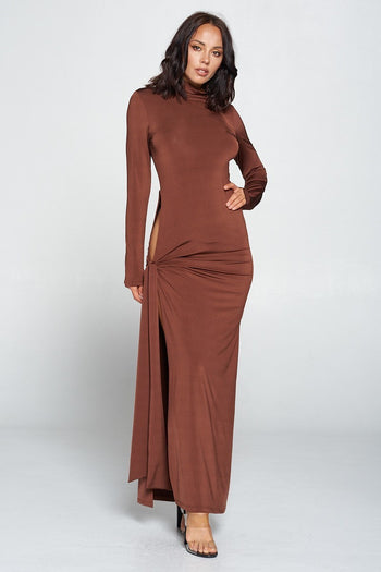 Side Tie Long Sleeve Dress - Deals Kiosk