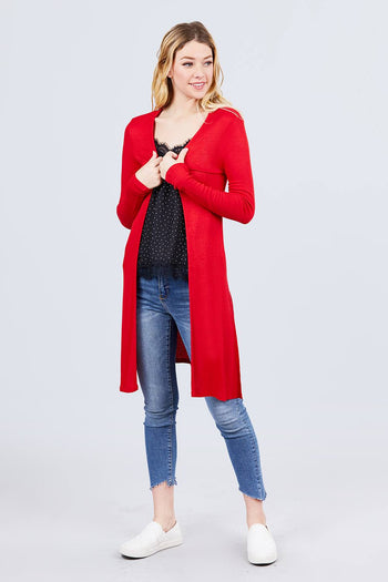 Side Slit Tunic Cardigan - Deals Kiosk