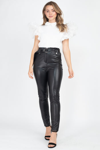 Solid Lace Puff Sleeves Top - Deals Kiosk