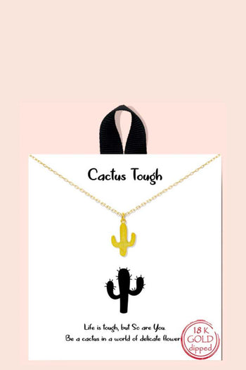 Cactus Tough Pendant Dainty Message Necklace - Deals Kiosk