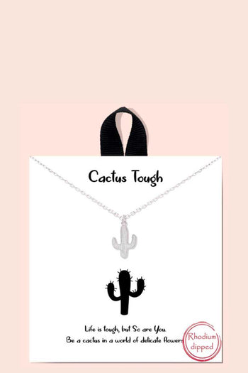 Cactus Tough Pendant Dainty Message Necklace - Deals Kiosk
