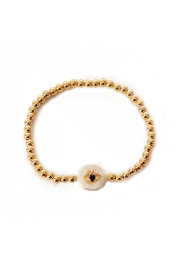 Metal Ball Evil Eye Stretch Bracelet - Deals Kiosk