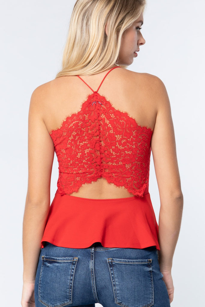 V-neck Cami Peplum Knit Top - Deals Kiosk