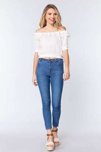 Off Shoulder Lace Detailed Top - Deals Kiosk