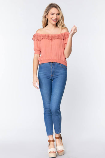 Off Shoulder Lace Detailed Top - Deals Kiosk