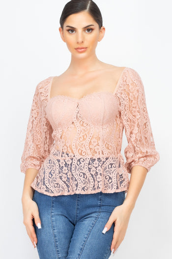 Smock Waist Lace Embroidered Top - Deals Kiosk