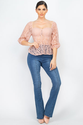 Smock Waist Lace Embroidered Top - Deals Kiosk