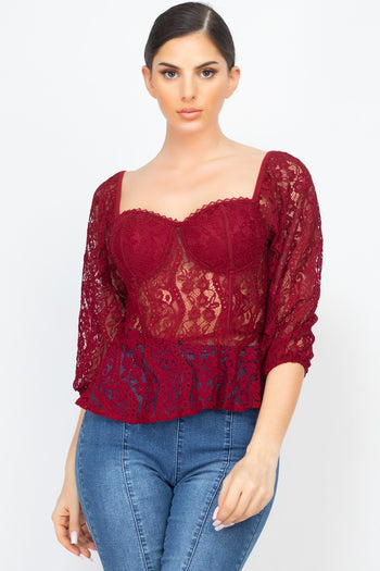 Smock Waist Lace Embroidered Top - Deals Kiosk