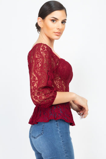 Smock Waist Lace Embroidered Top - Deals Kiosk