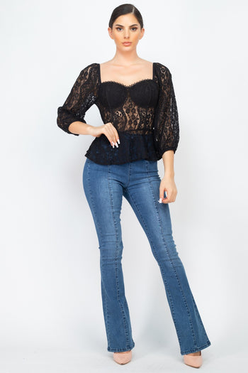 Smock Waist Lace Embroidered Top - Deals Kiosk