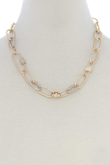Rhinestone Oval Link Necklace - Deals Kiosk