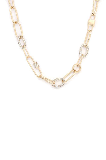 Rhinestone Oval Link Necklace - Deals Kiosk