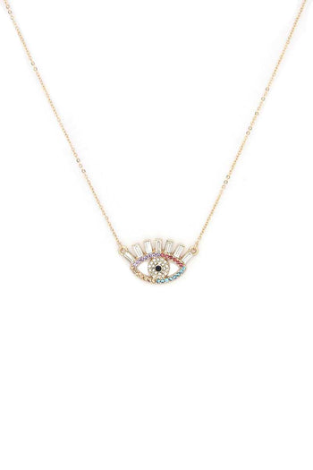 Rhinestone Eye Charm Necklace - Deals Kiosk