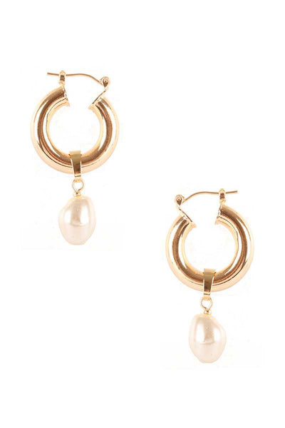 Pearl Dangle Huggie Earring - Deals Kiosk