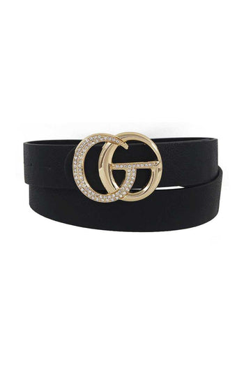 Rhinestone Letter Buckle Accented Belt - Deals Kiosk