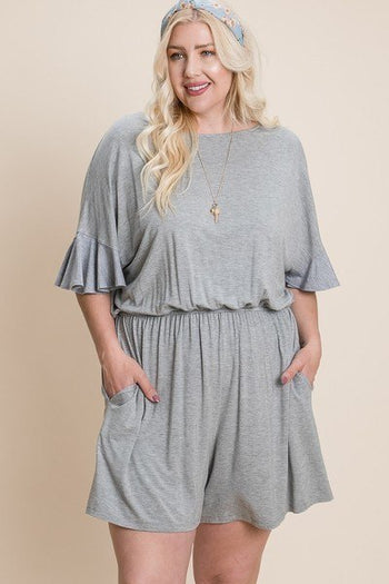 Plus Size Solid Rayon Modal Mini Romper - Deals Kiosk