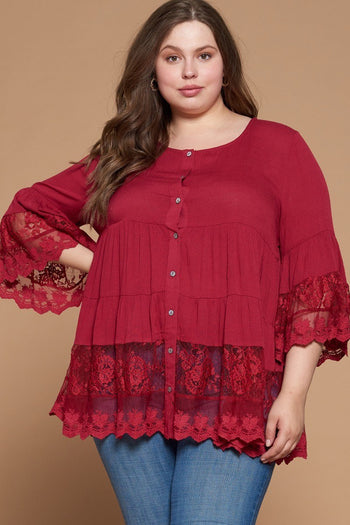 Solid Woven Button-down Blouse - Deals Kiosk