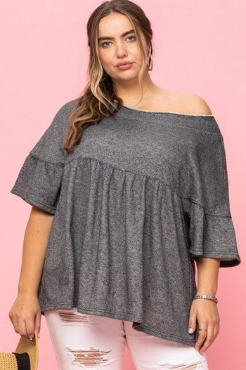 Solid French Pullover Terry Woven Top - Deals Kiosk